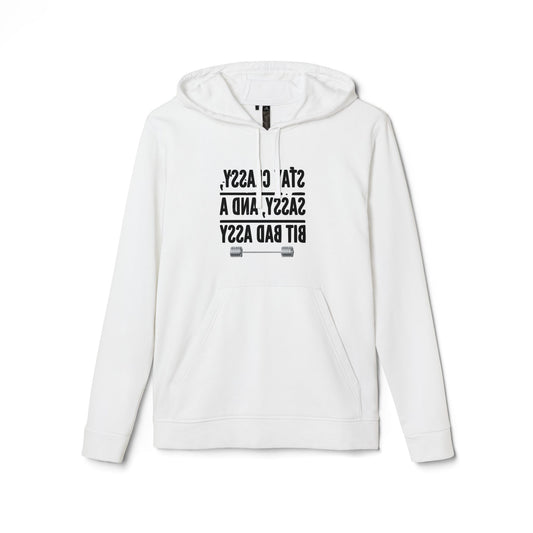 Adidas Unisex Fleece Hoodie - Motivational Fitness Sweatshirt with ‘Stay Classy’ Design